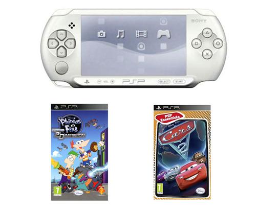 Console PSP Street Blanche + Phineas Ferbs + Cars 2 Essentials